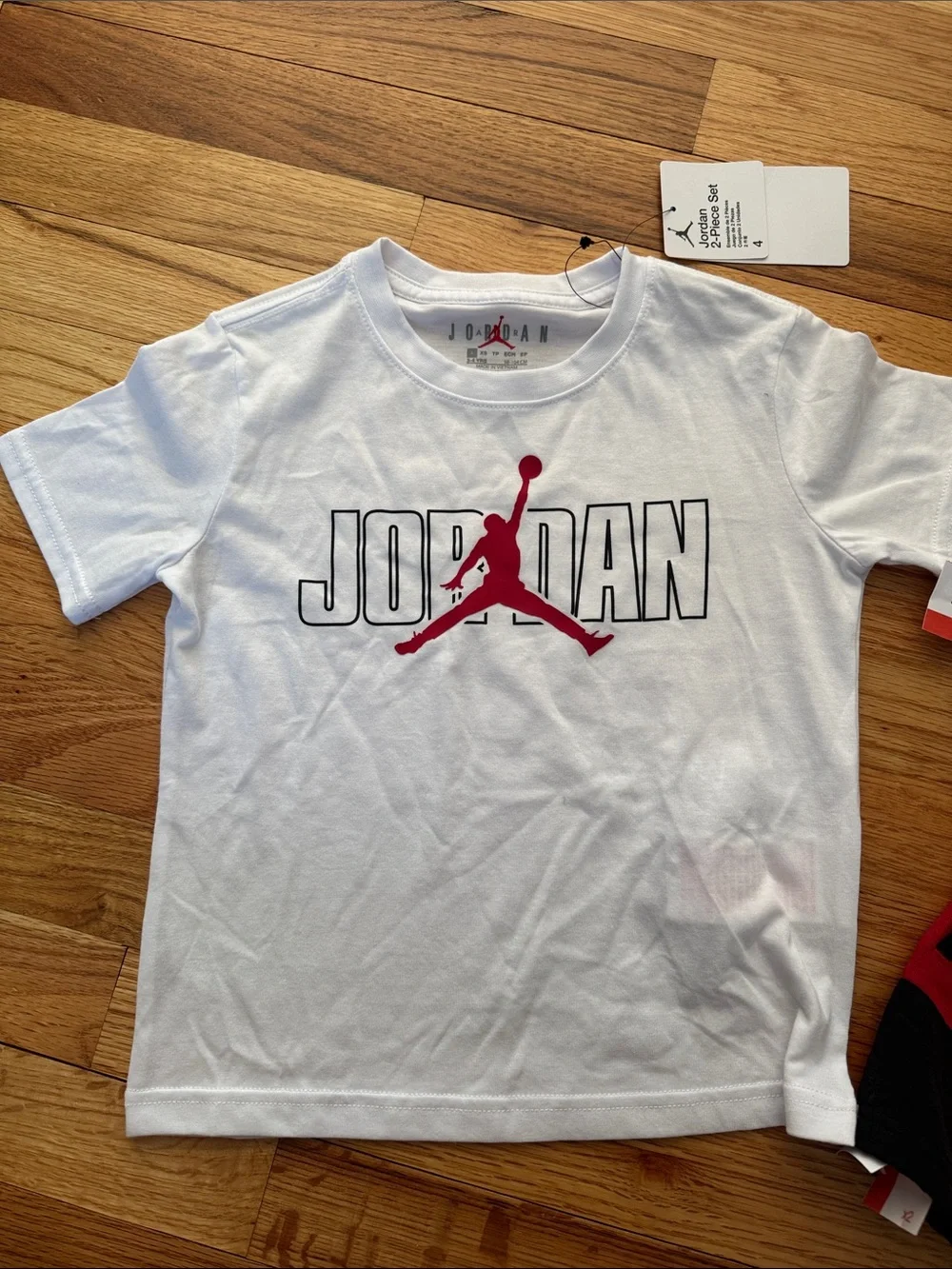 Jordan Kids 2-Piece Set White and Red with Black Accents